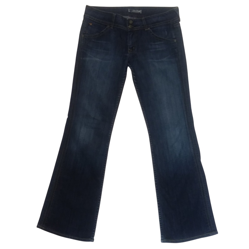Hudson Jeans Low Rise Bootcut Triangle Flap Pocket Dark Blue Wash Size31 USA Y2K - Picture 2 of 15